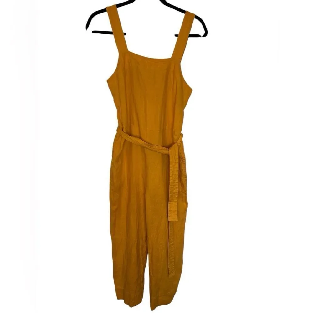 Everlane Square Neck 100% Linen summery sleeveless Jumpsuit size 00 xxs